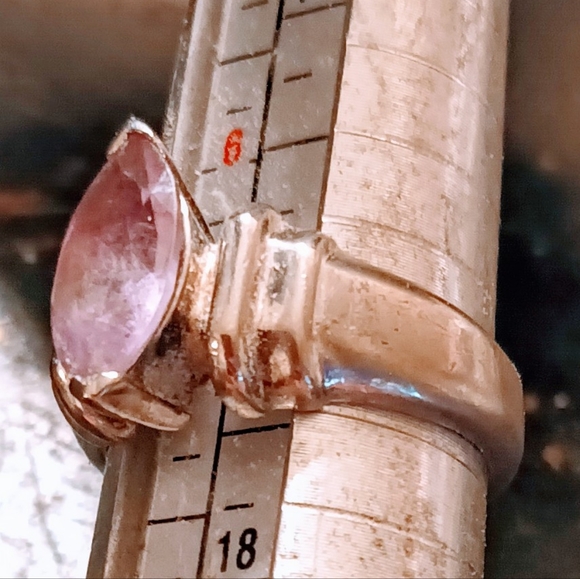 Vintage Sterling Silver 9.25 Purple Amethyst Gemstone size 7 Ring - Picture 5 of 8
